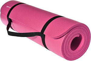 AmazonBasics 1/2-Inch Extra Thick Exercise Mat with Carrying Strap, Pink