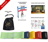 Fit Simplify Resistance Loop Exercise Bands with Instruction Guide, Carry Bag, EBook and Online Workout Videos, Set of 5
